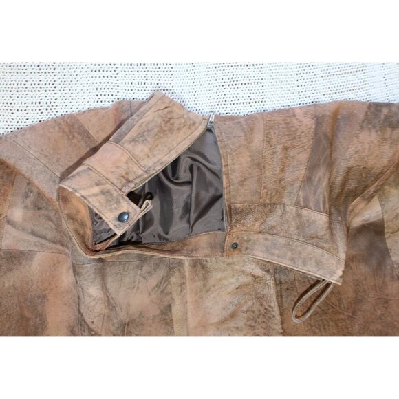 VTG Handmade Leather Midi Skirt Psychedelic pattern Pockets Y2K Cowgirl Size M? - Picture 7 of 12